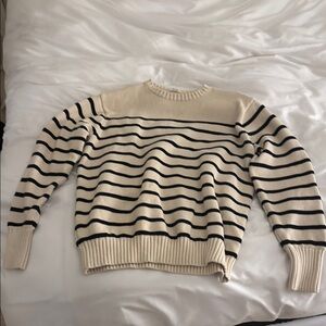 Striped Cream and Black Sweater